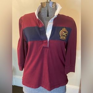 Ladies ‘American Living’ 3/4 Sleeve Polo - Size L - Maroon & Blue